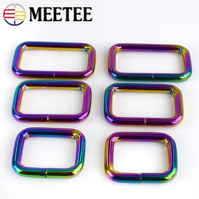 Meetee 4pc 26/33/38mm Metal Square D Ring Adjust Web Strap Buckles Bag Clasp Hang Hook DIY Luggage Hardware Accessories BF228|Пряжки и