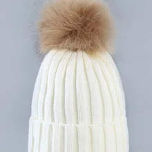 Женские зимние сапоги с вязаным браслетом из искусственного меха шапочка с помпонами шапка трикотажная шапка Скалли Теплая Лыжная Шапка Мода мягкий бренда толстые женские Кепки s