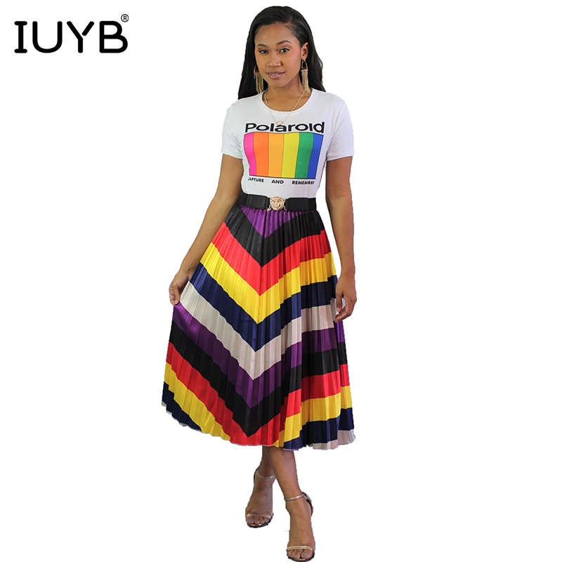 IUYB Весенние новые элегантные модные сексуальные женские шифоновые юбки женские имперские полосатые облегающие миди-голени плиссированные юбки BS1049