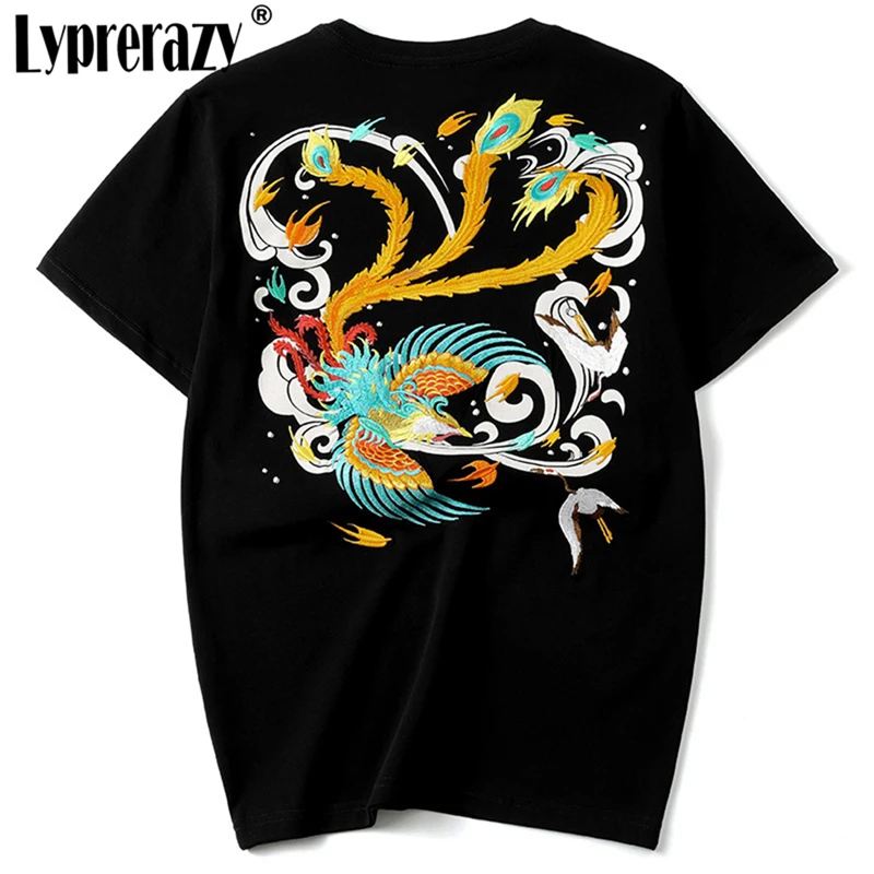 Lyprerazy для мужчин с вышивкой в виде феникса футболка коротким рукавом