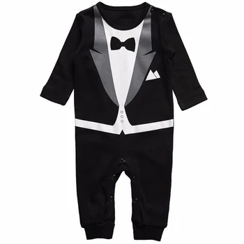 Baby Boy Clothes Spring Autumn Cotton Formal Romper Gentleman Outfit Newborn One-Piece Clothing Handsome Jumpsuit Party Suit 1