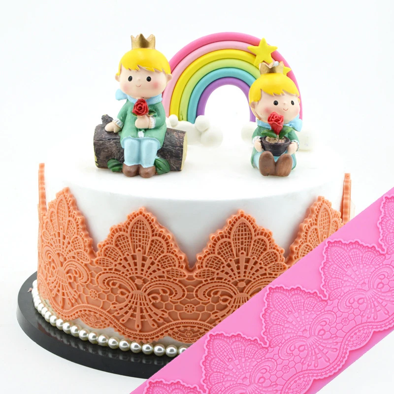 

minsunbak New Thick Classic Lace Cake Mould Embossed Wave Pattern Lace Silicone Pad Wedding Cake Edge Decoration Baking Tools