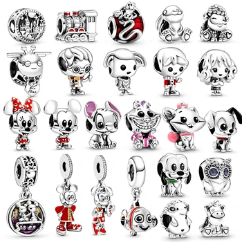 

2Pcs/Lot Mickey & Minnie are happy Forever Beads fit Original Pandora Charms Bracelets Necklaces for Women Kids Trinket Jewelry