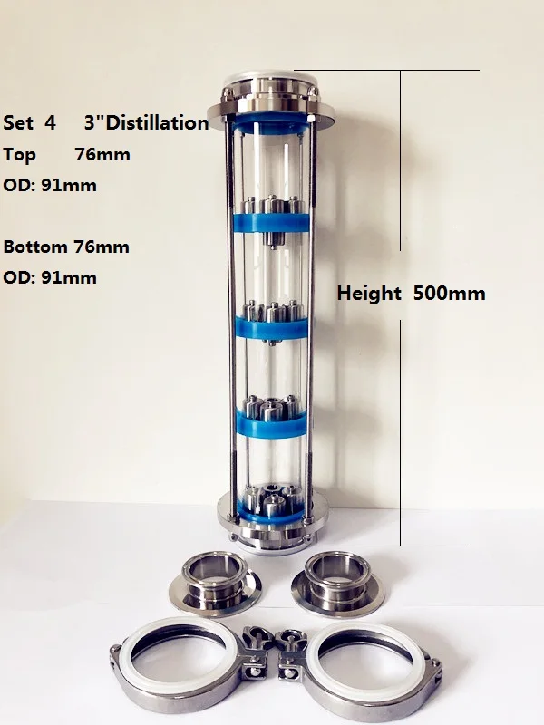 " дистилляционные линзы колонны с 4 шт нержавеющая сталь 304 Platte наборы, Tri-Clamp прицел стекло Union SS304