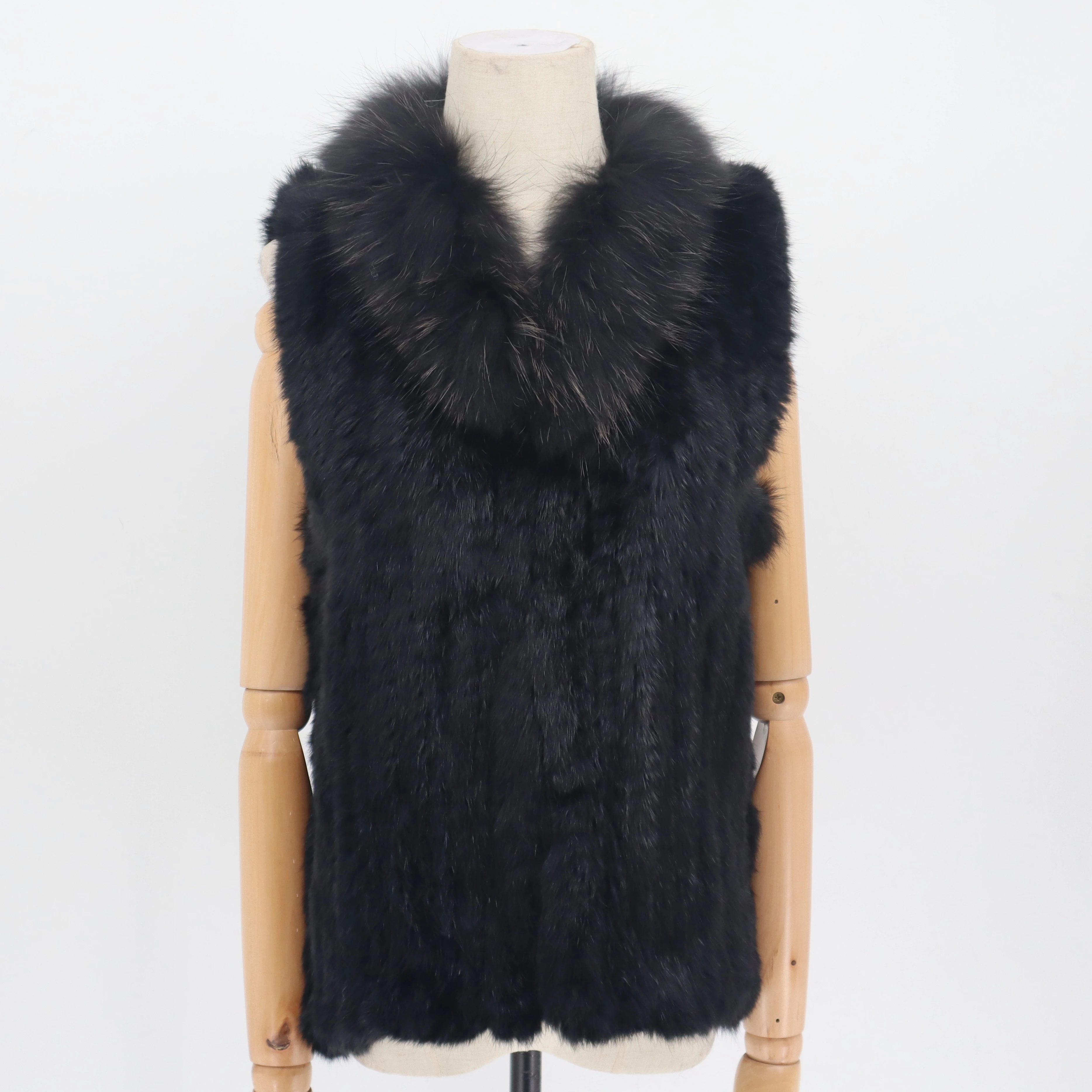 down coats & jackets 2021 Fashion Real Rabbit Fashion Fur Vest High-end Women Knitted Sleeveless Fur Vests With Natural Raccoon Fur Jacket Women Coat puffy coats