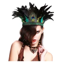 Горячая экзотическая Гипербола индийский головной убор перо павлина головной убор для женщин Подиум танец головной убор модные украшения для волос