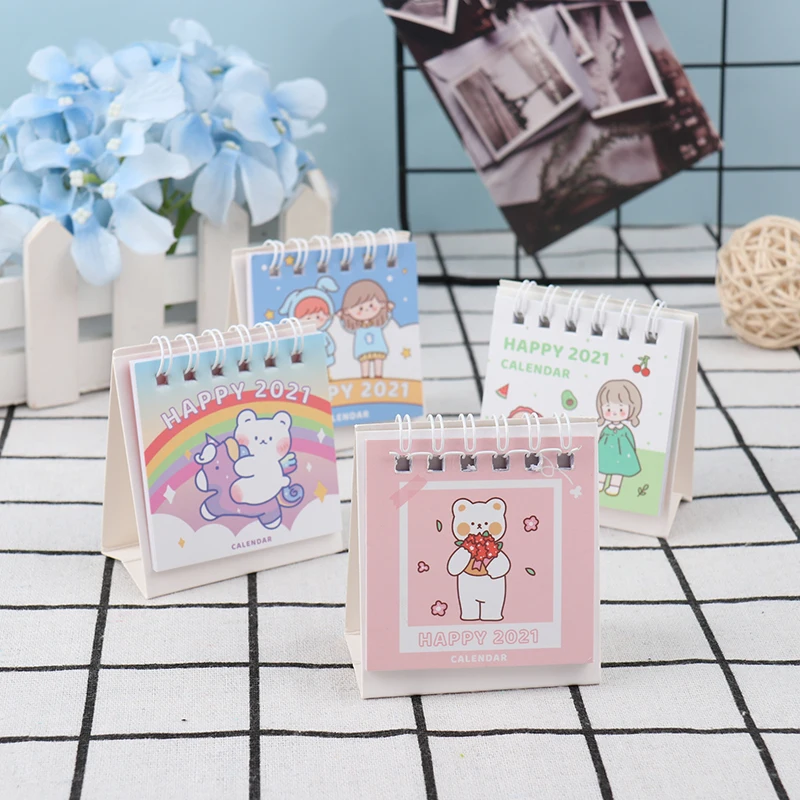 Mini Calendario de escritorio portátil, accesorios para la escuela y la Oficina, decoración creativa de escritorio, 2021