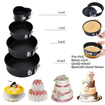 

4 Piece Metal Removable Bottom Springform Heart Round Shape Kitchen Bakeware Q1FD
