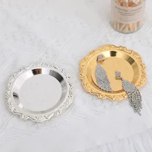 

Silver Golden Iron Tray Glossy Plate for Decoration Ornaments Buffet Fruit Cake Party Supplies Dessert Sundries Storage Plates
