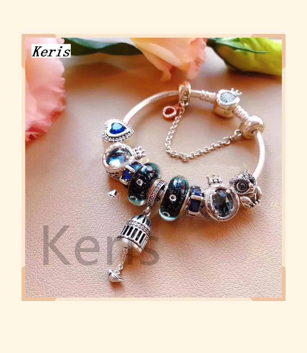 

High Quality 1:1 100% Silver Star Glass Beads Crown Beads Bracelet First Choice For Gift Free Package