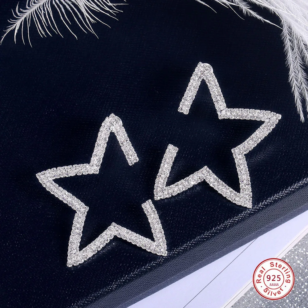 Новое поступление, 925 пробы серебряные серьги-гвоздики с кисточкой и цирконием в форме звезды для женщин, индивидуальное ювелирное изделие