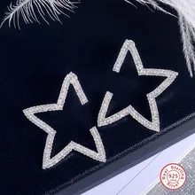 Новое поступление, 925 пробы серебряные серьги-гвоздики с кисточкой и цирконием в форме звезды для женщин, индивидуальное ювелирное изделие