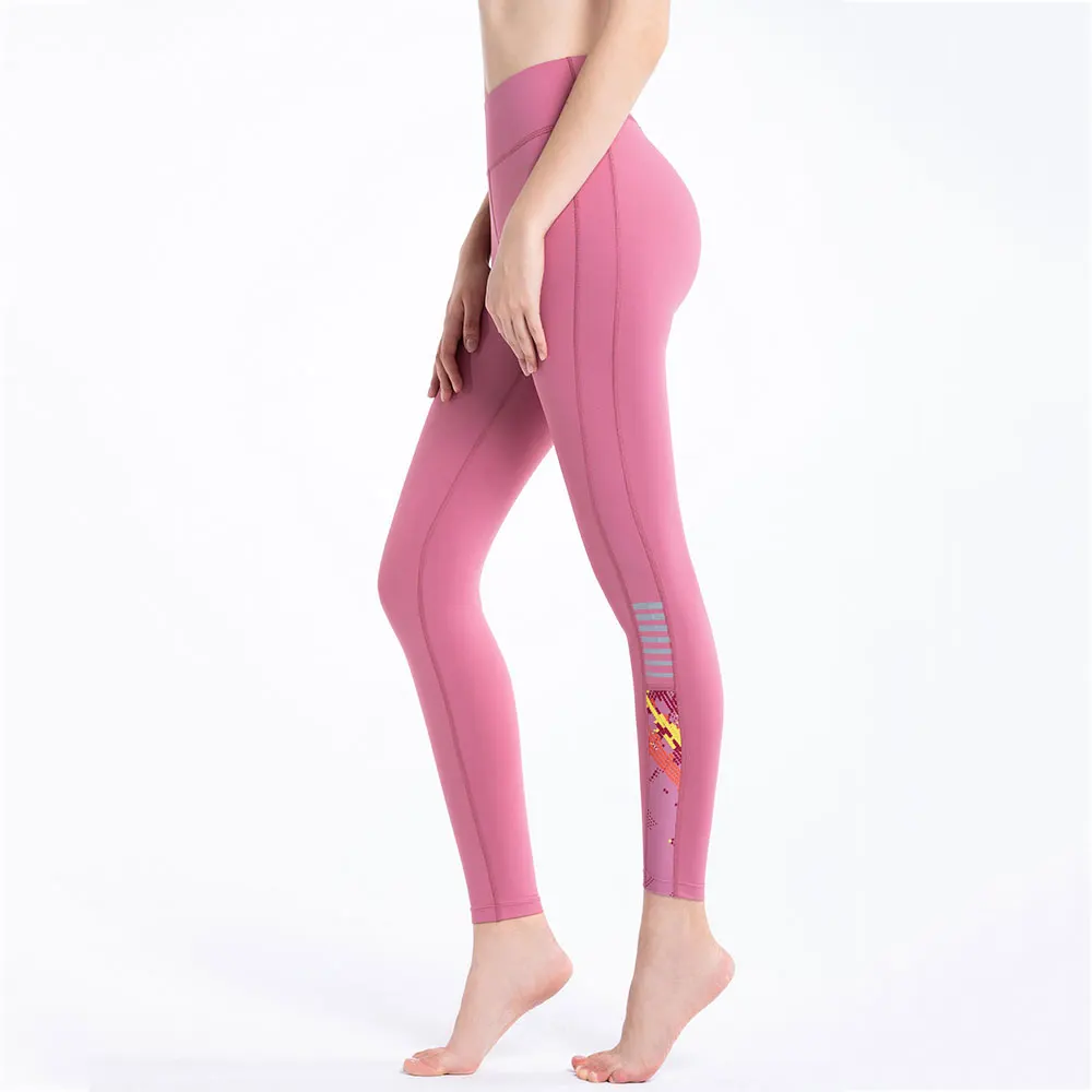 Pink Женские спортивные бесшовные леггинсы RION для фитнеса, эластичные штаны для йоги с высокой талией и карманами, леггинсы для тренажерного зала, спортивная одежда - Цвет: Pink