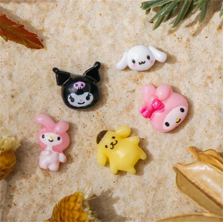 50PCS Japanes Kawaii Cartoon Rabbit &amp Dog Cat Nail Accessories Art Decorations Rhinestone Manicure Supplies | Красота и здоровье