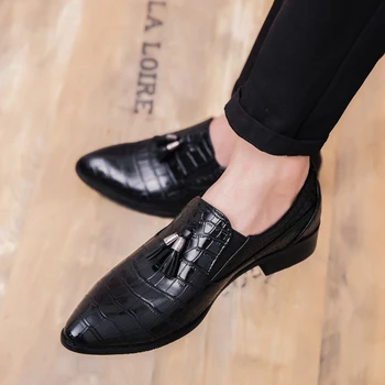 

New Nice Business Dress Men Formal Shoes Wedding Pointed Toe Fashion PU Leather Shoes Flats Oxford Shoes For Men