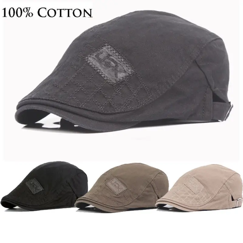 

Men Classic Western Cotton Blend Ivy Caps Flat Brim Adjustable Beret Cap