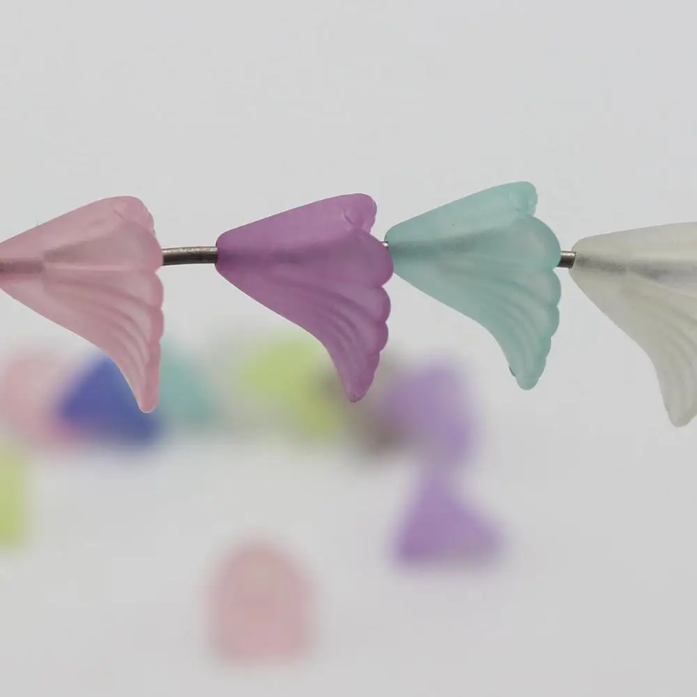 200 разноцветные Матовые акриловые бусины в виде колокольчика лилии 10x12 мм