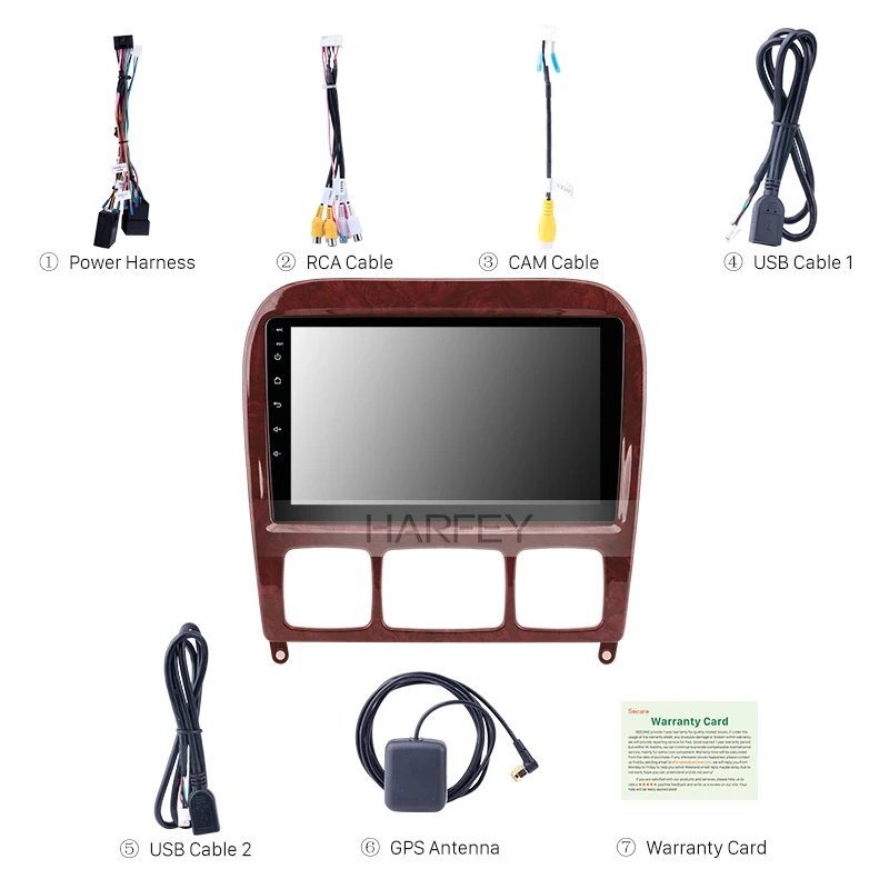 Top Harfey 2Ddin 9" HD Android 8.1 GPS Car Stereo Player WIFI For Mercedes Benz S Class W220 S280 S320 S350 S400 S430 S500 1998-2005 1