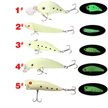 7-9cm Luminous Fishing Lures Hard Minnow Crank Bait Popper VIB Pencil With 2 Hooks 3D Eyes Artificial Minnow Hard Bait Pesca
