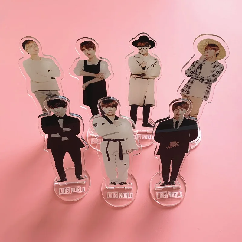 

7 pcs/lot NEW JUNGKOOK V JIMIN JIN SUGA RM J-HOPE Action Figure Acrylic Toy KPOP idol Boys Stand Model Doll 15CM for gift