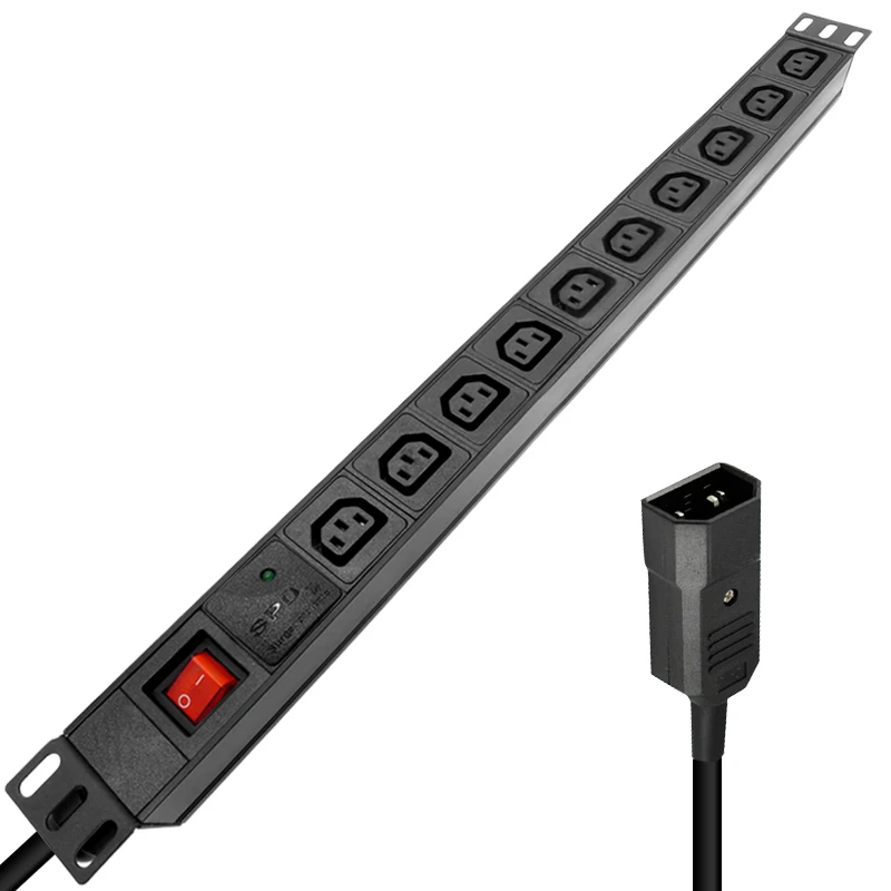 PDU Power Strip 10AC IEC C13 Socket Switch SPD Surge Protection 4000W 2M Cable For Server Network Cabinet Rack | Обустройство дома