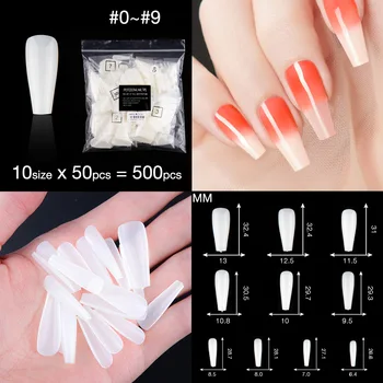 

500pcs False Nails Ballerina Coffin Rounded White Clear French Nails Fake Nails for UV LED Gel Manicure False Acrylic Nail Tips