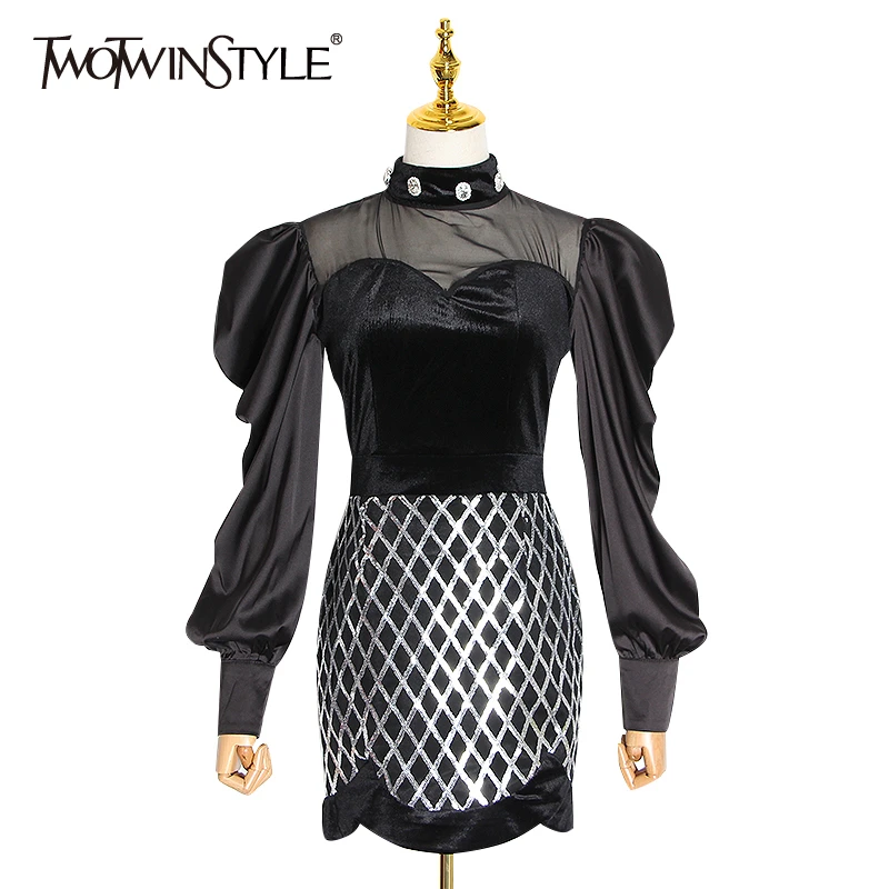TWOTWINSTYLE пикантные вечерние платье Для женщин со стоячим воротником Фонари с