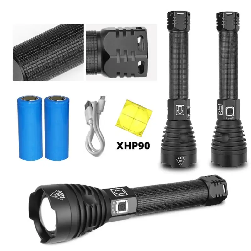 XHP90 светодиодный светильник-вспышка, ультра яркий фонарь, походный светильник, 3 режима переключения, водонепроницаемый, масштабируемый, велосипедный светильник с батареей 18650
