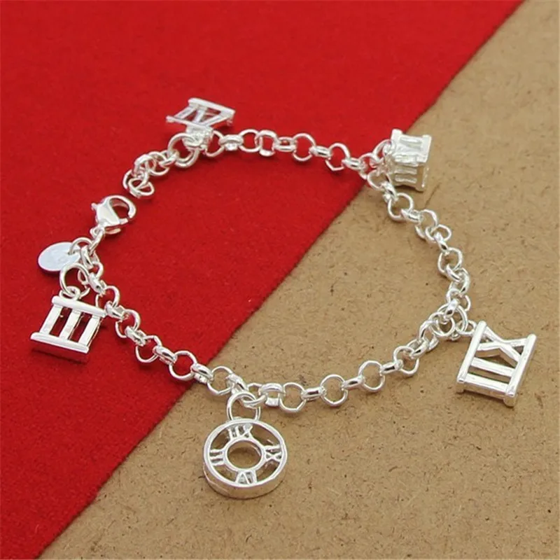 Classic 925 Sterling Silver Bracelet Inch Roman Numerals