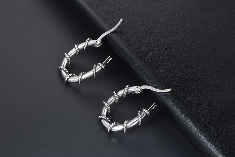 个性藤条耳环 时尚简约女生钛钢耳环耳饰 (12)