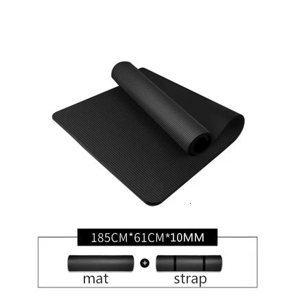 185x61x1cm black 185 см увеличенный коврик для фитнеса, коврик для йоги, мужской коврик для тренажерного зала, Esterilla, коврик для йоги, удлиненный нескользящий коврик для начинающих с сумкой для йоги - Цвет: 185x61x1cm black