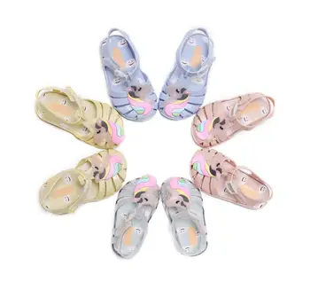 

Mini Sed New Summer Girl Sandals Unicorn baby jelly shoes non slip sole Candy shoes student Roma Soft Sandals MS003