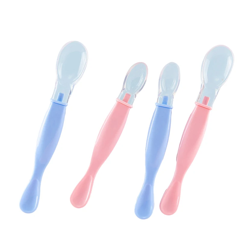 Baby Spoons Feeding Dishes Tableware For Children Baby Feeding Spoon Feeder Silicone Removable Baby Two Sides Spoon