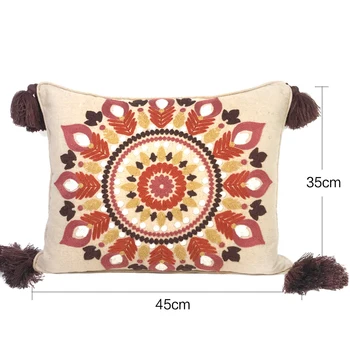 

Morocco Bohemian Southeast Asian ethnic style handmade cotton and linen tassel mixed bed and breakfast pillow cushion