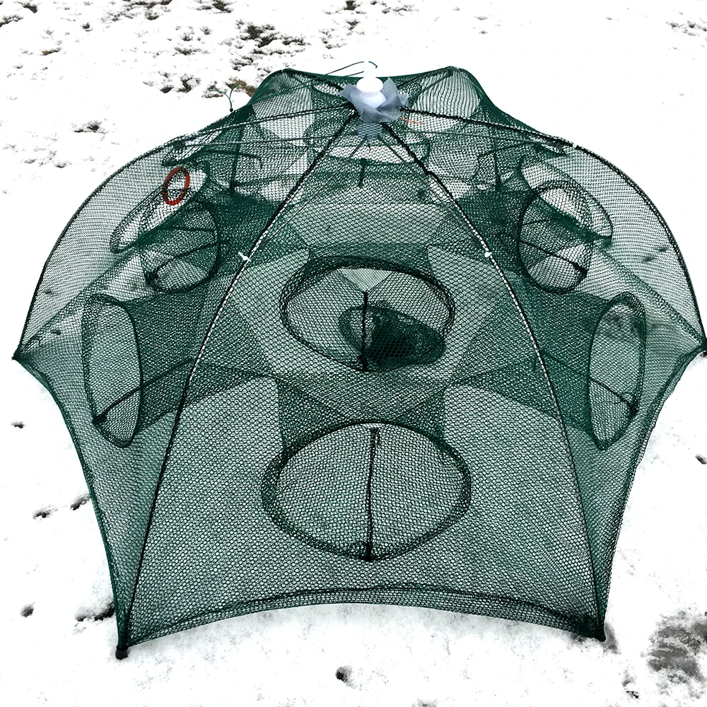 

Folded Portable 4/6/8/10/12/16/20 Holes Automatic Fishing Shrimp Trap Fishing Net Fish Shrimp Minnow Crab Baits Cast Mesh Trap