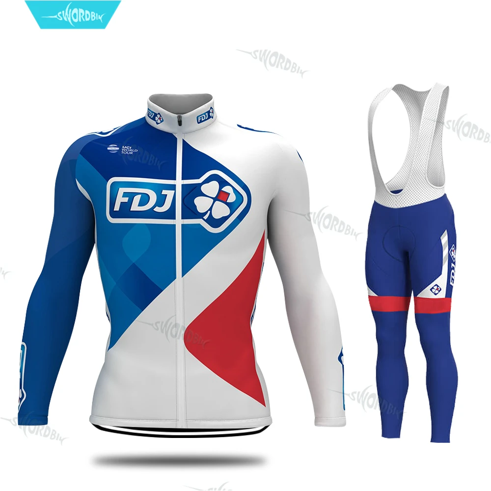 FDJ Pro Team велосипедная одежда с длинным рукавом Одежда Джерси набор мужской комплект Cycl Одежда дышащая быстросохнущая Ropa Ciclismo