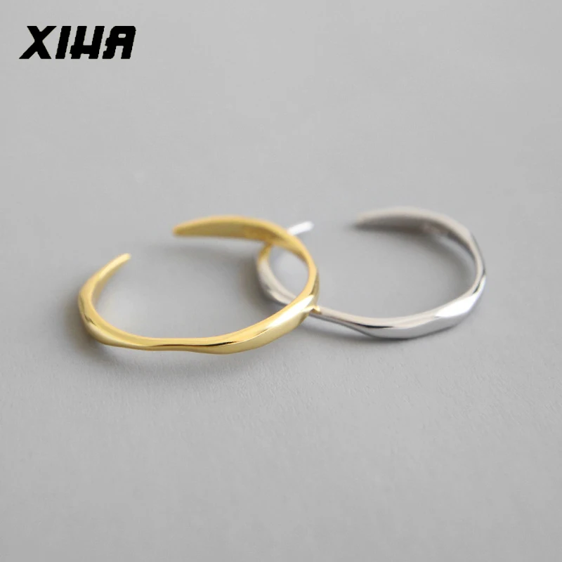 

XIHA Genuine 925 Sterling Silver Rings for Women Cute Simple Irregular Adjustable Ring for Girl Midi Finger Band Fashion Jewelry