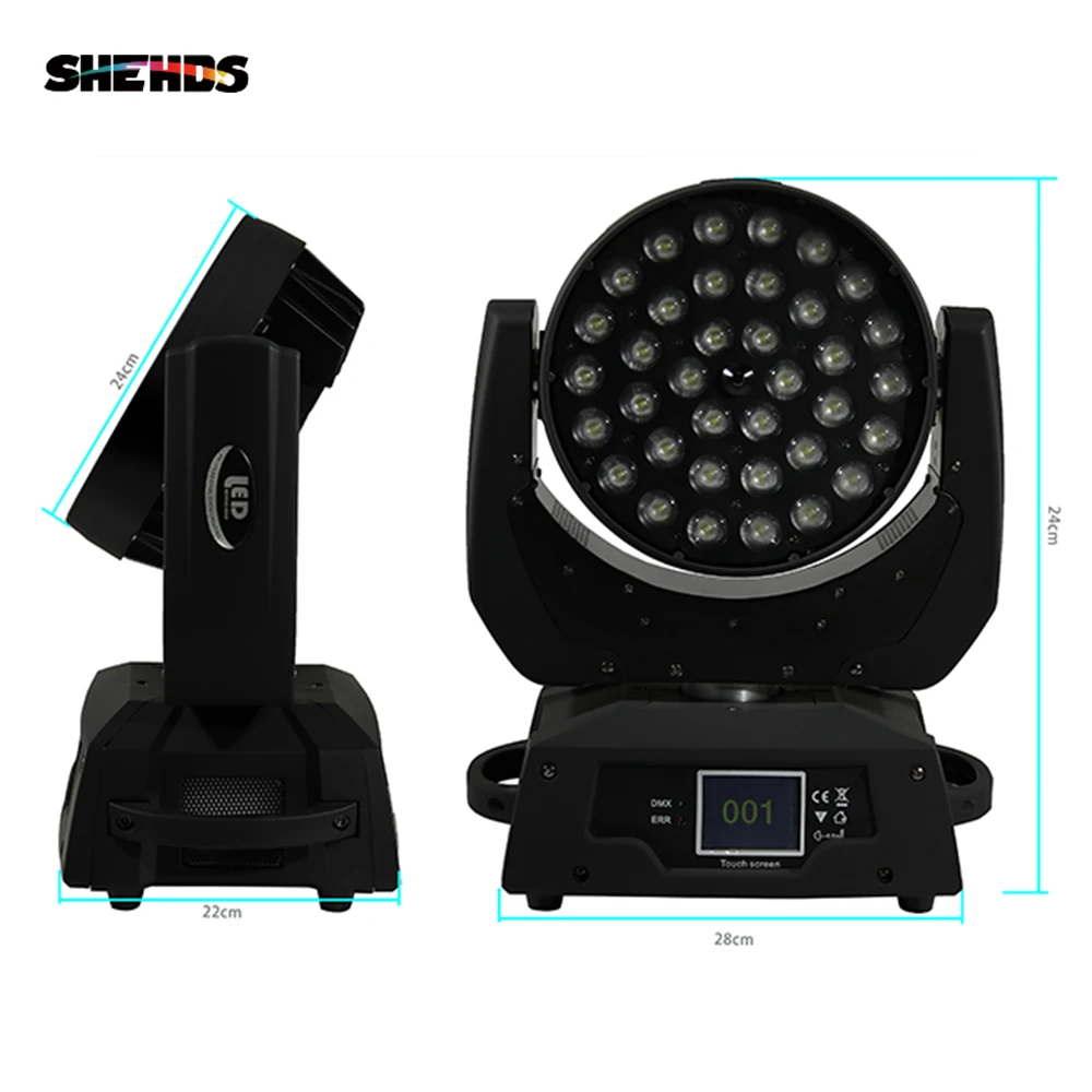 LED Moving Head Wash Light Zoom 36x12 Вт RGBW цвет DMX сценические движущиеся головки мыть сенсорный