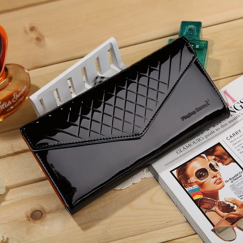 

Genuine Product PLAYBOY Women's Wallet Long Three Fold Enameled Leather Wallet Cowhide Wallet Genuine Leather Women's
