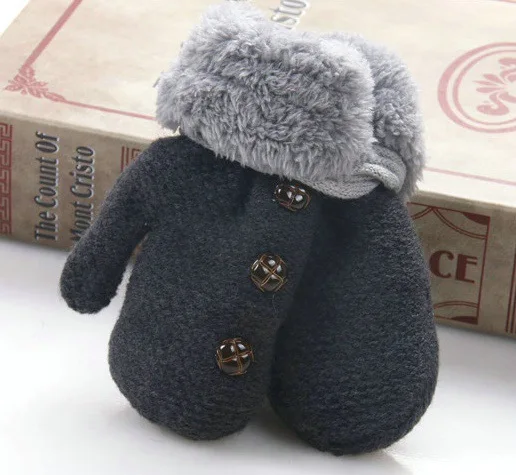 dark gray Детские перчатки для малышей; сезон зима-осень; для девочек и мальчиков; для улицы; в стиле пэчворк; теплые варежки; перчатки для детей - Цвет: dark gray