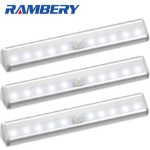 Датчик движения светильник для шкафа под прилавком освещение для шкафа 10 светодиодный беспроводной USB Перезаряжаемый кухонный светильник на батарейках светильник