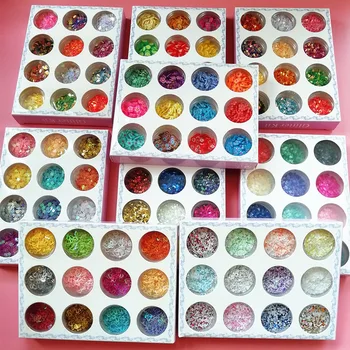 

12Color Nail Art Sequins Glitter Stars Peach Heart Sequins Nail Art DIY Slime Material Tools Accessories Rhinestones Decorations