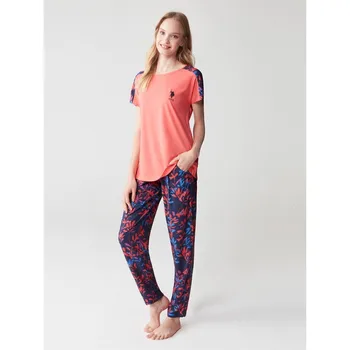 

U.S. Polo Assn. 16346 Cotton Short-Sleeve Pockets Floral Pattern Women 'S Pajamas set