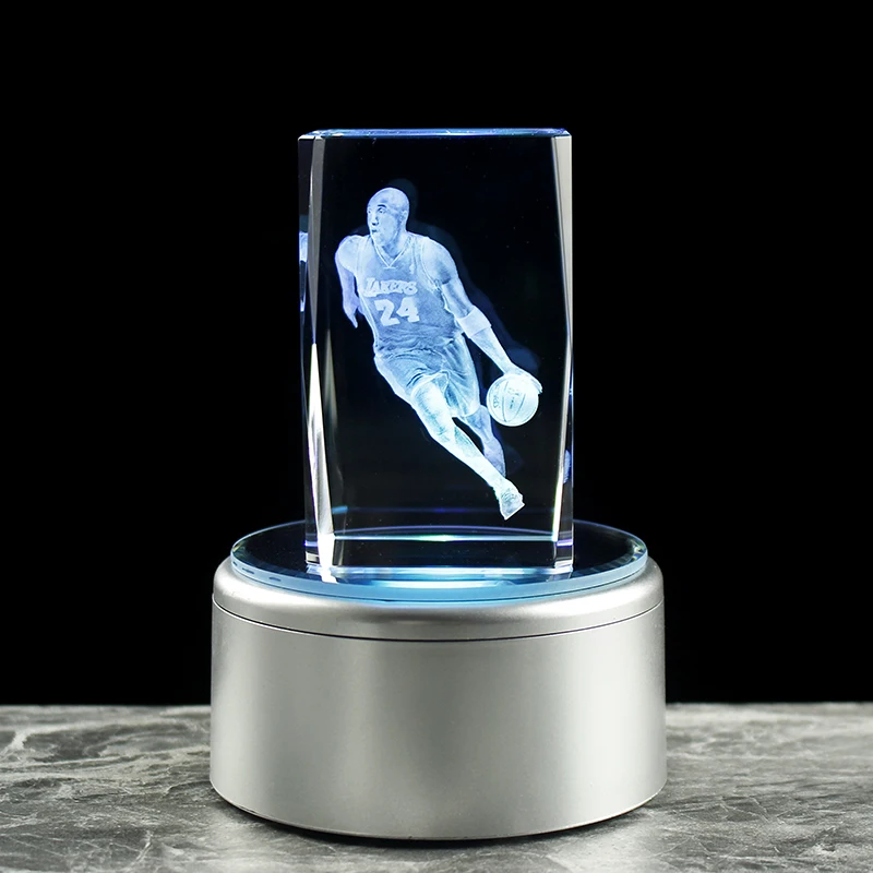 Mamba Never Out Crystal 3D Kobe Bryant Figurines Statue Laser Engraving Cube Boyfreind Birthday Commemoration Gifts 4