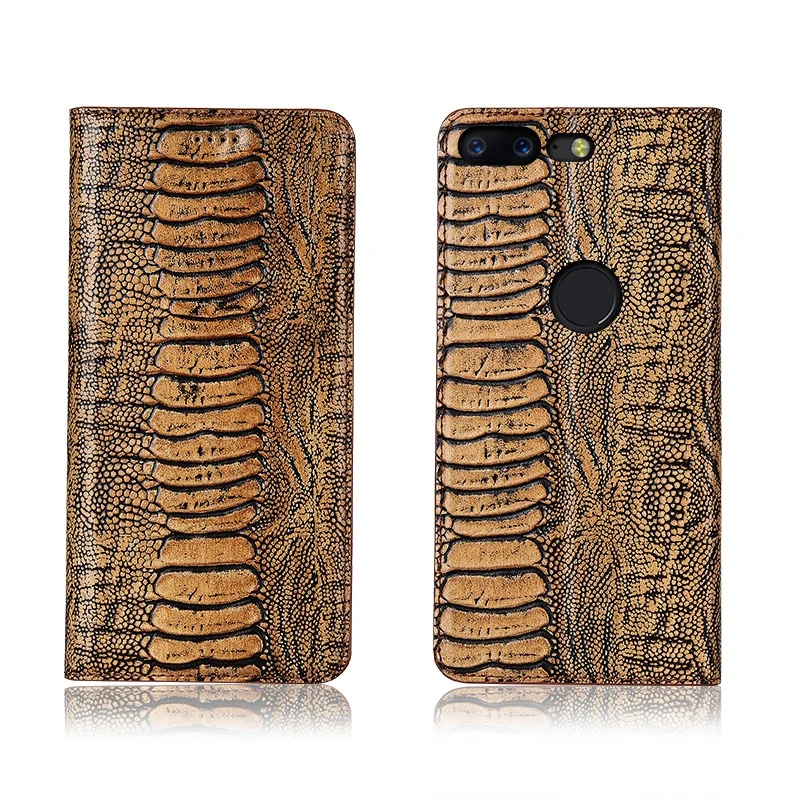

Ostrich foot pattern genuine leather phone bag for OnePlus 5T magnetic phone case for OnePlus 5 flip cover funda back case capa