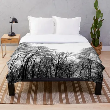 

Trees in winter minimal black and white phot Throw Blanket Soft Sherpa Blanket Bed Sheet Single Knee Blanket Office Nap Blanket