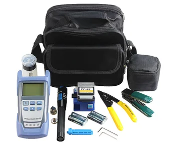 

12pcs/set Fiber Optic FTTH Tool Kit with FC-6S Fiber Cleaver Optical Power Meter 5km Visual Fault Locator Wire stripper