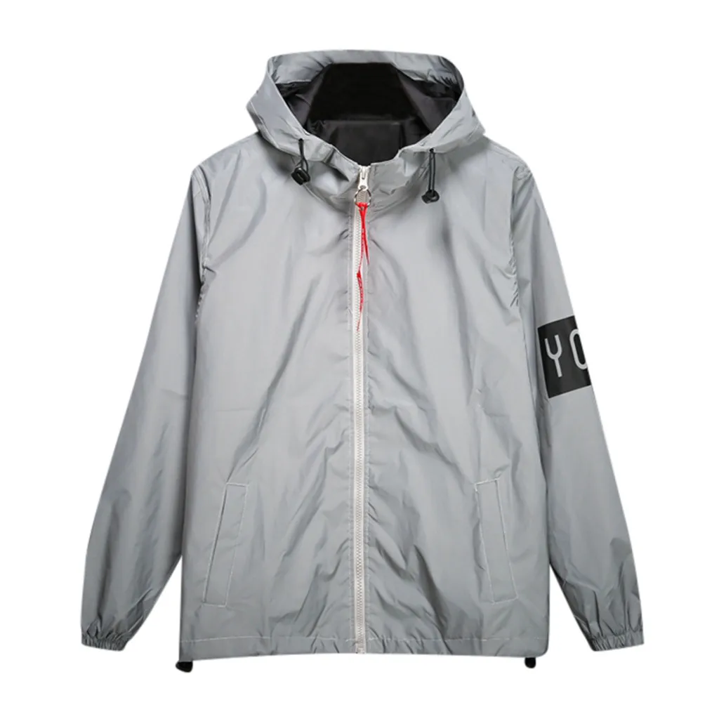 Новинка, полностью Светоотражающая куртка для мужчин/женщин harajuku, ветровка, куртки с капюшоном в стиле хип-хоп, уличная одежда, ночное блестящее пальто на молнии, куртка 9927 - Цвет: Gray