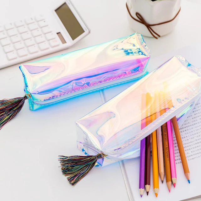 wholesale Iridescent Laser Pencil Case Quality PU School Supplies  Stationery Gift Pencilcase School Cute Pencil Box School Tools VT1444