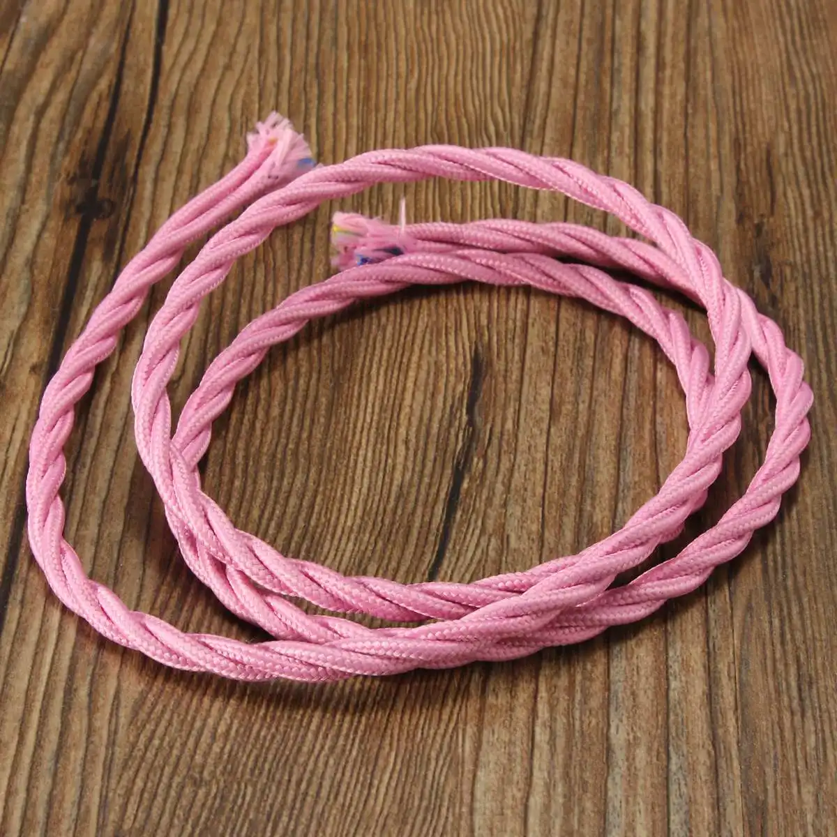 1 м винтажная цветная плетеная ткань гибкий кабель провод шнур электрическая лампа 3 ядра 0,75 см DIY светильники на тросах аксессуары - Цвет: Розовый